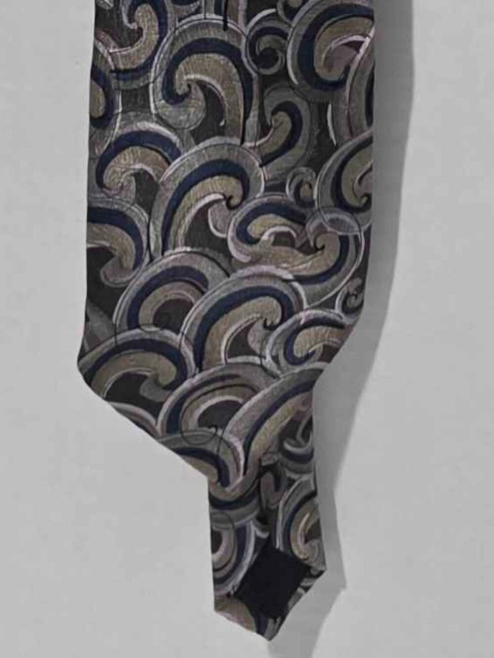 J Garcia Jerry Garcia Silk Tie Brown Tan Navy Scroll Pattern Necktie